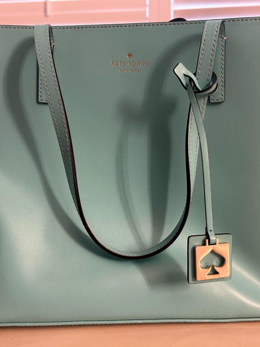 kate spade New York Mint Green Tote with Spade Charm
